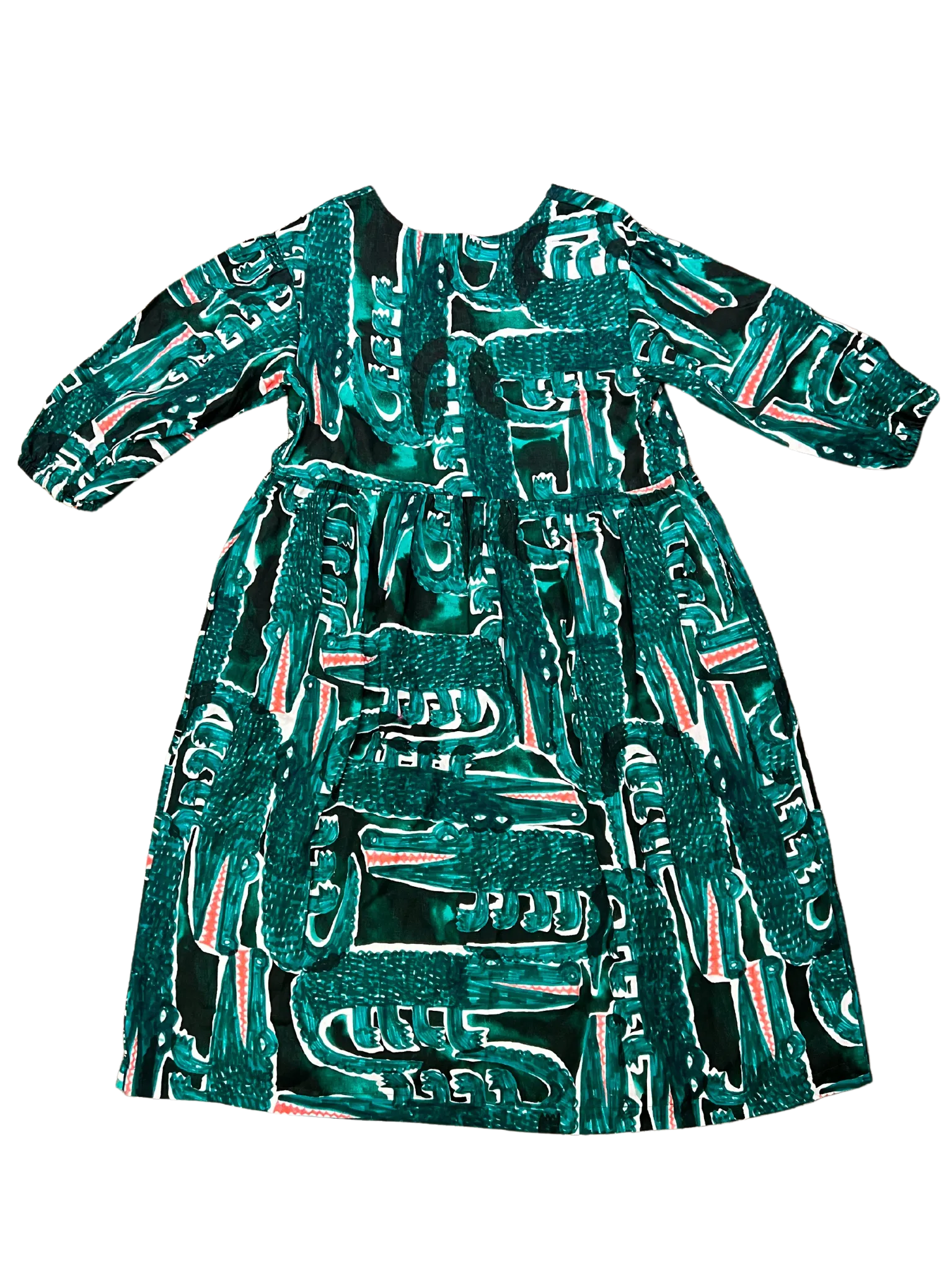 Size L - Variety Hour Green Vinnie Croc Smock Dress