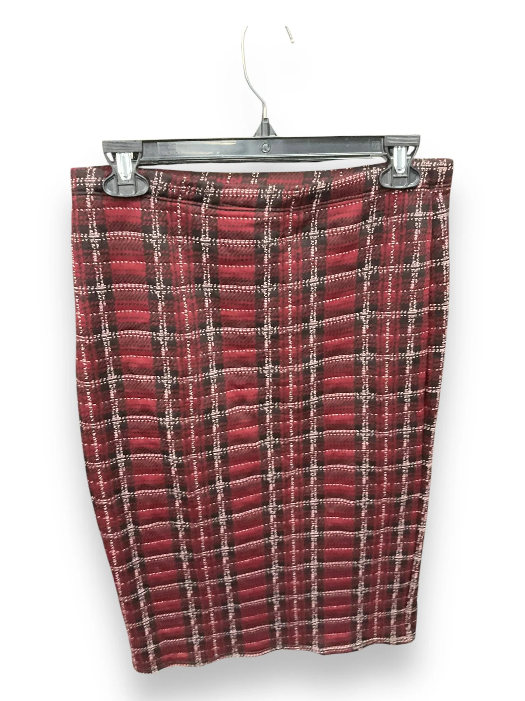 Skirt Midi By Discreet Wear In Plaid Pattern, Size: L