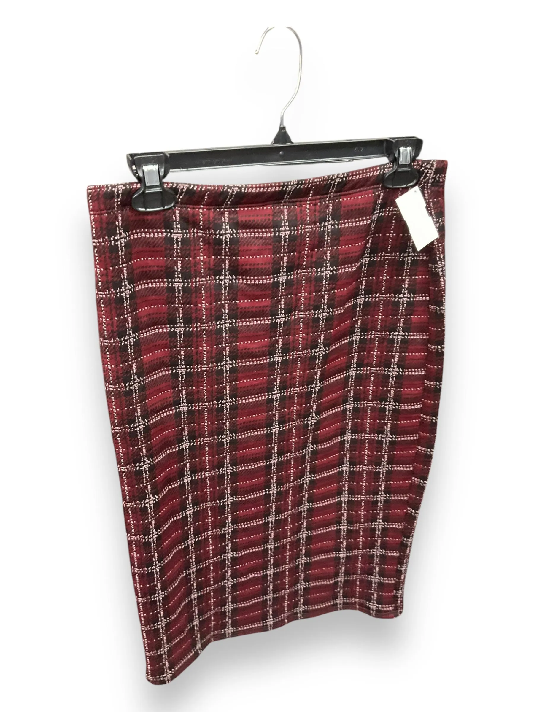 Skirt Midi By Discreet Wear In Plaid Pattern, Size: L