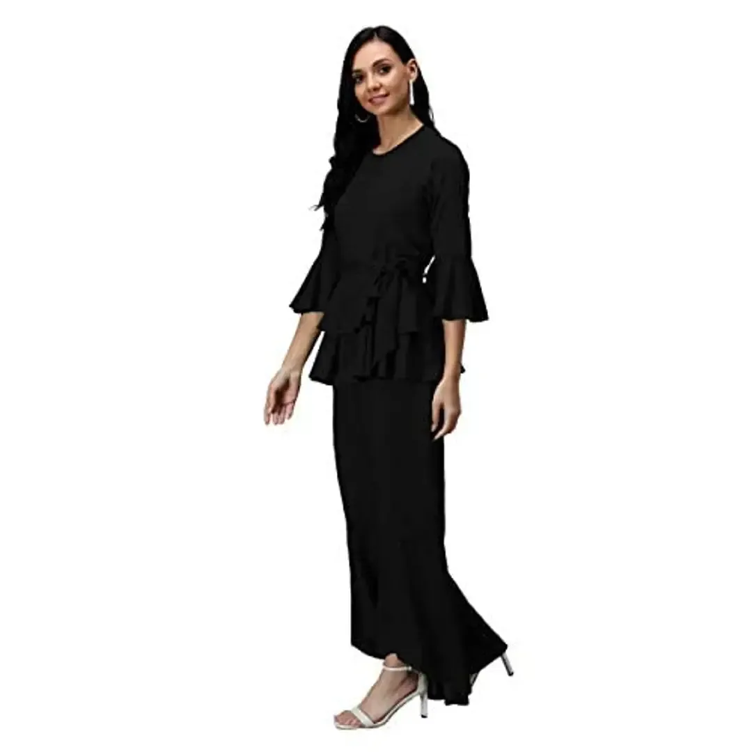 SKY FLY Girls Bell Sleeves Wide Leg Casual Jumpsuit Black 15-16 Years