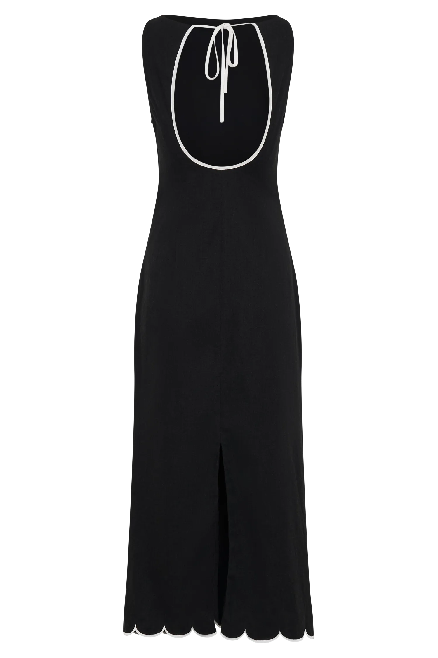 Sofiane Scalloped Linen Midi Dress - Black