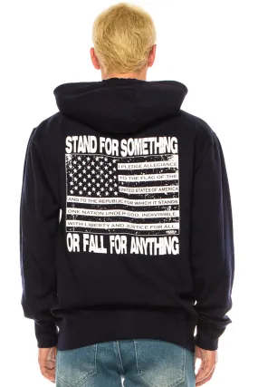 STAND FOR SOMETHING ZIP UP HOODIE - NAVY