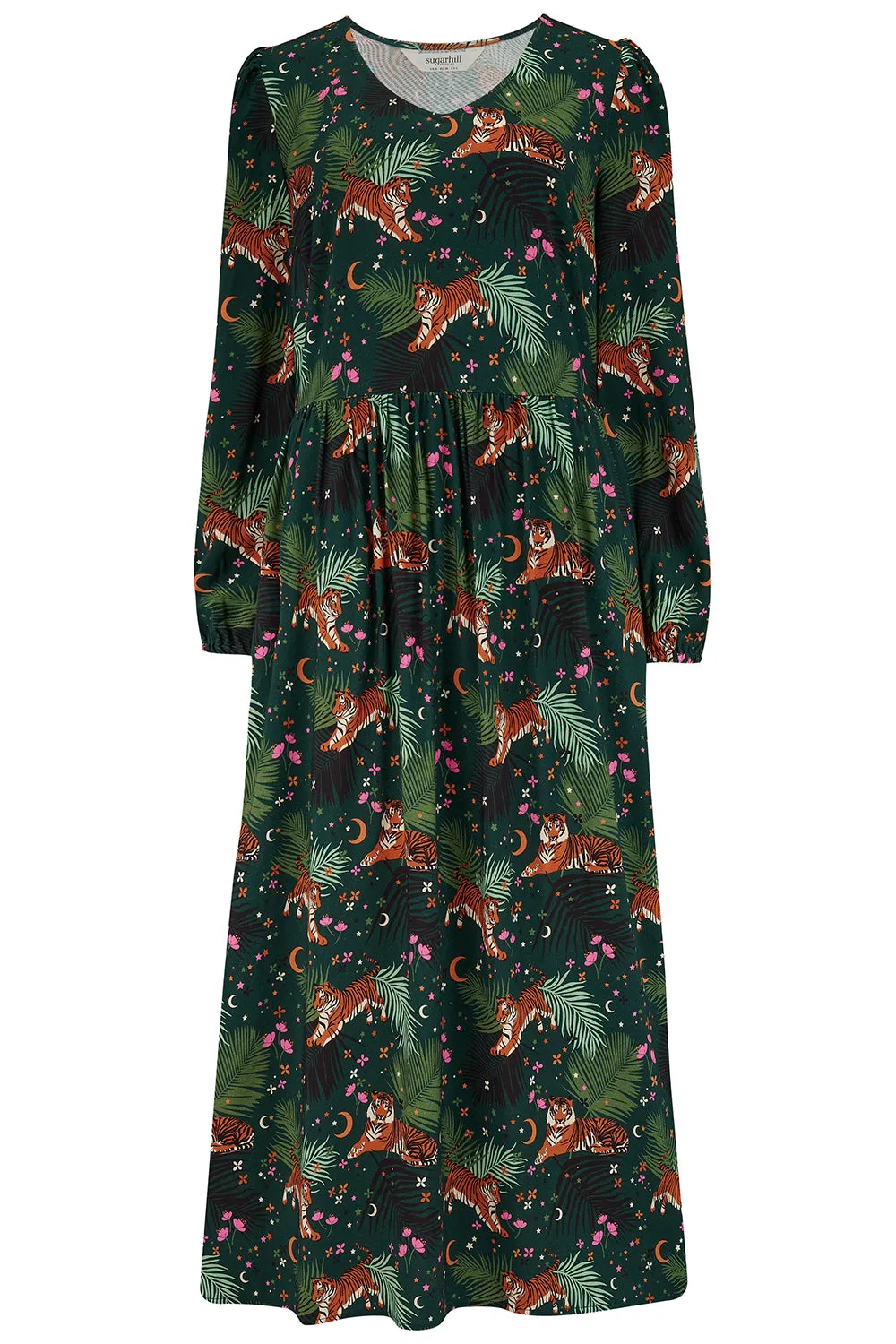 Sugarhill Brighton - Tigers & Palms Sidney Midi Smock Dress