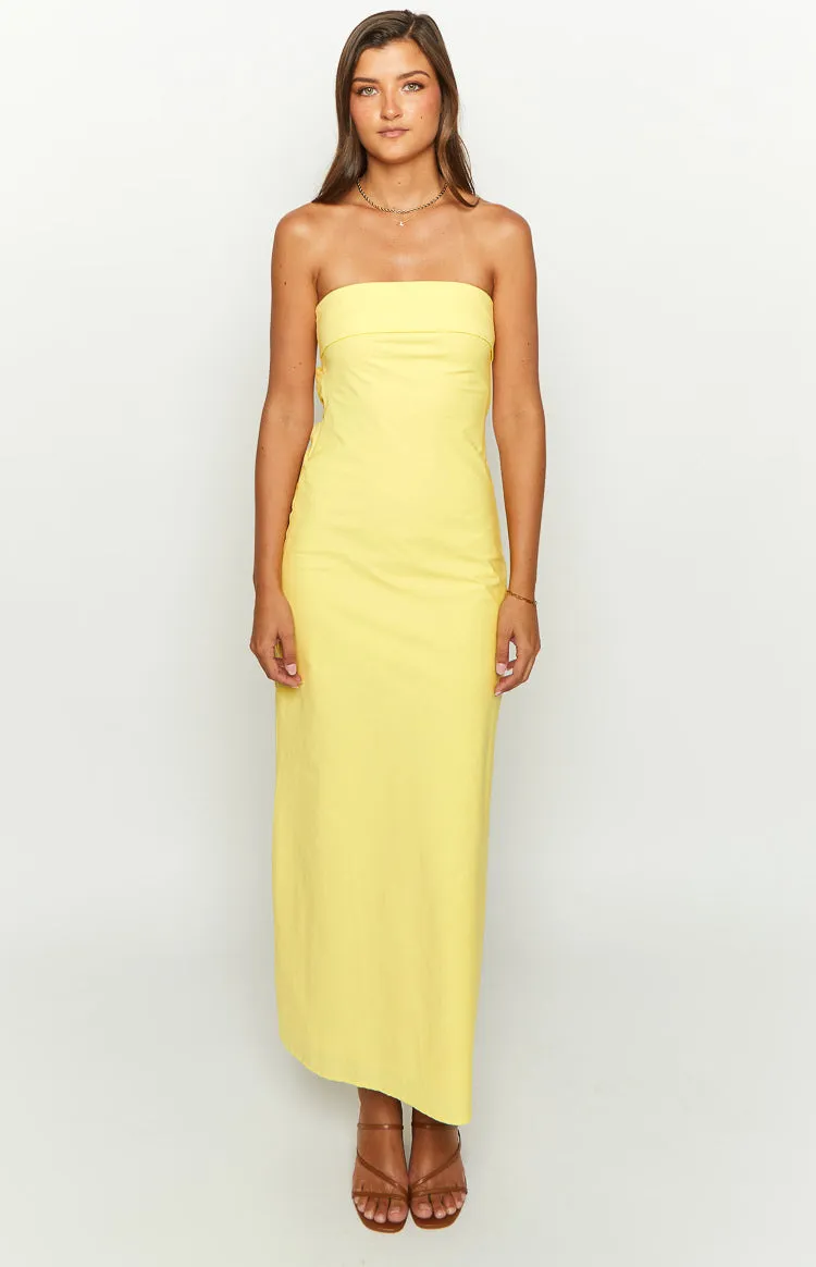 Summer Lemon Strapless Midi Dress