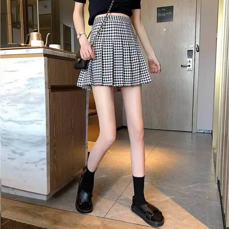 Summer Plaid Pleated Skirt