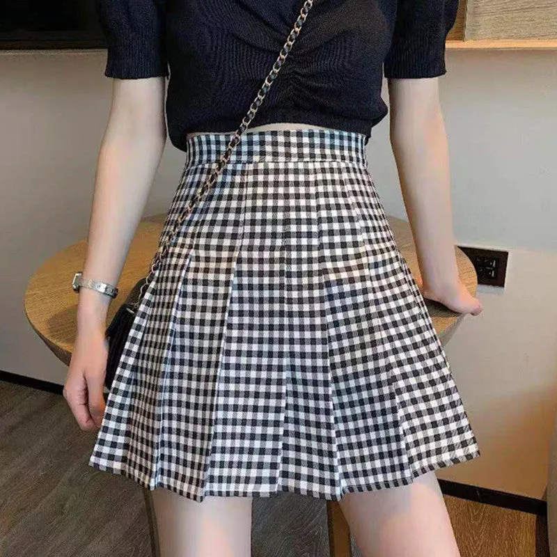 Summer Plaid Pleated Skirt