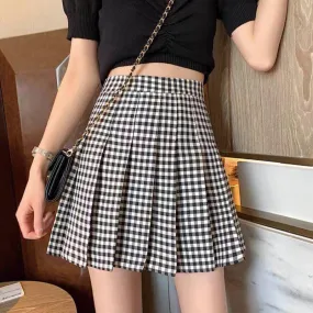 Summer Plaid Pleated Skirt