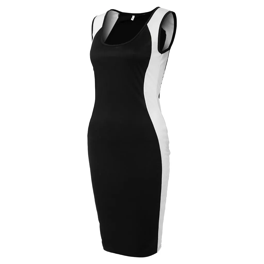 Summer Stripe Tight Fitting Black White Bodycon Dress