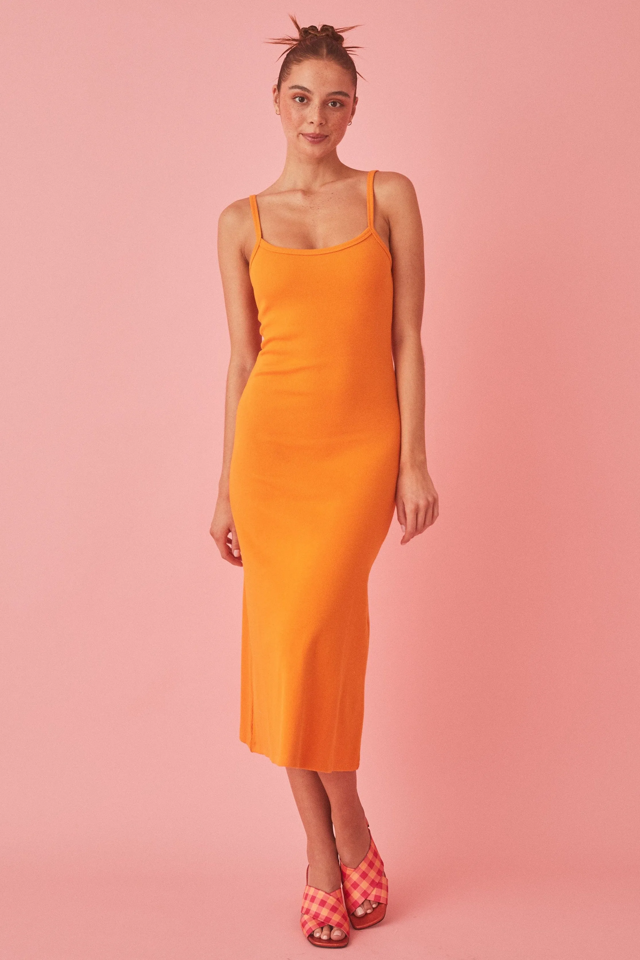 SUMMI SUMMI Womens A-Line Midi Dress Tangerine