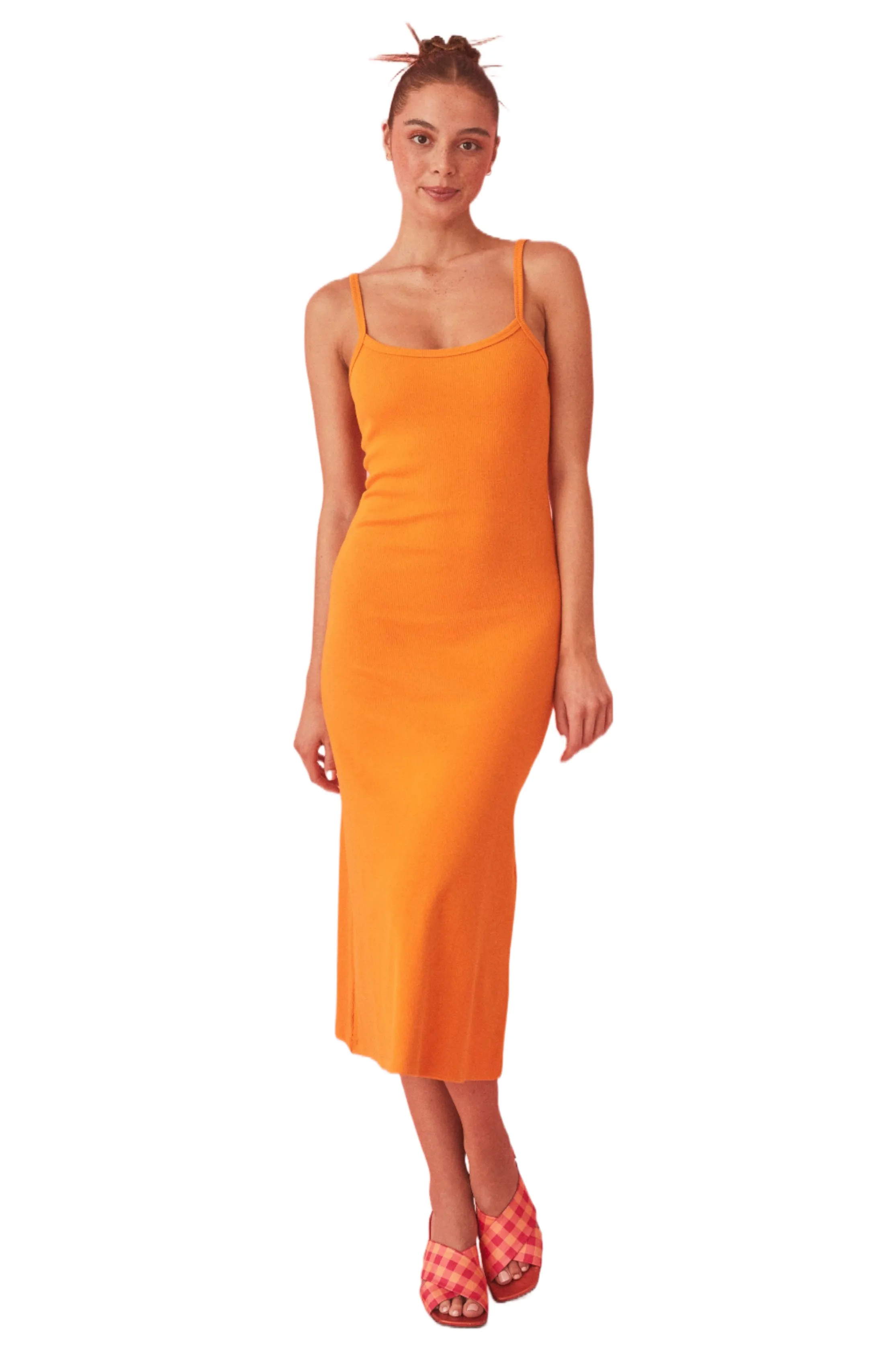 SUMMI SUMMI Womens A-Line Midi Dress Tangerine