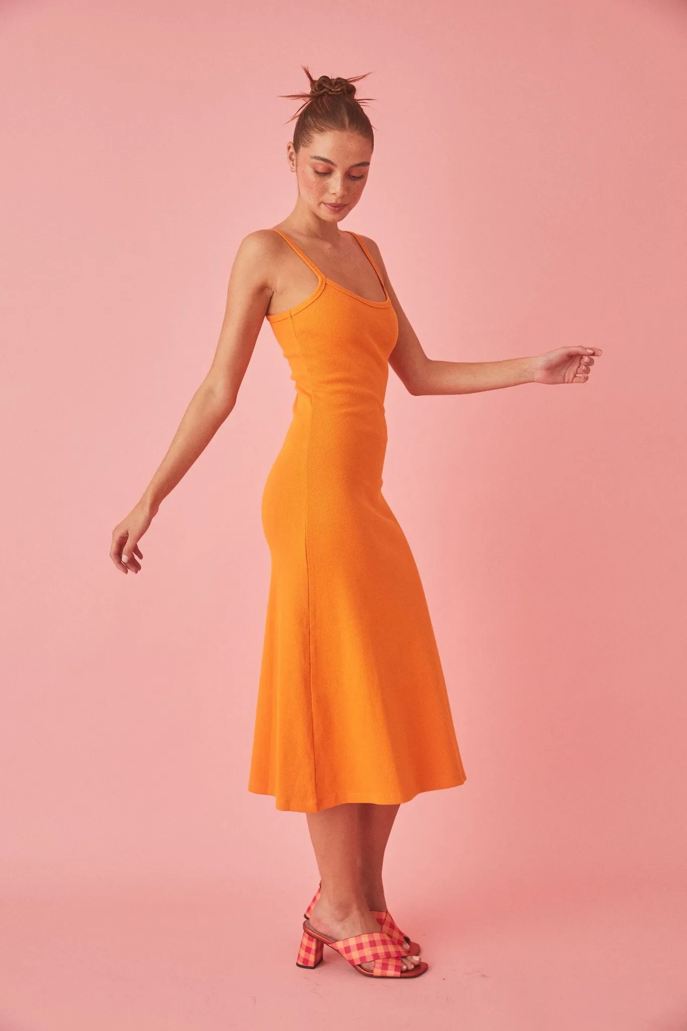 SUMMI SUMMI Womens A-Line Midi Dress Tangerine