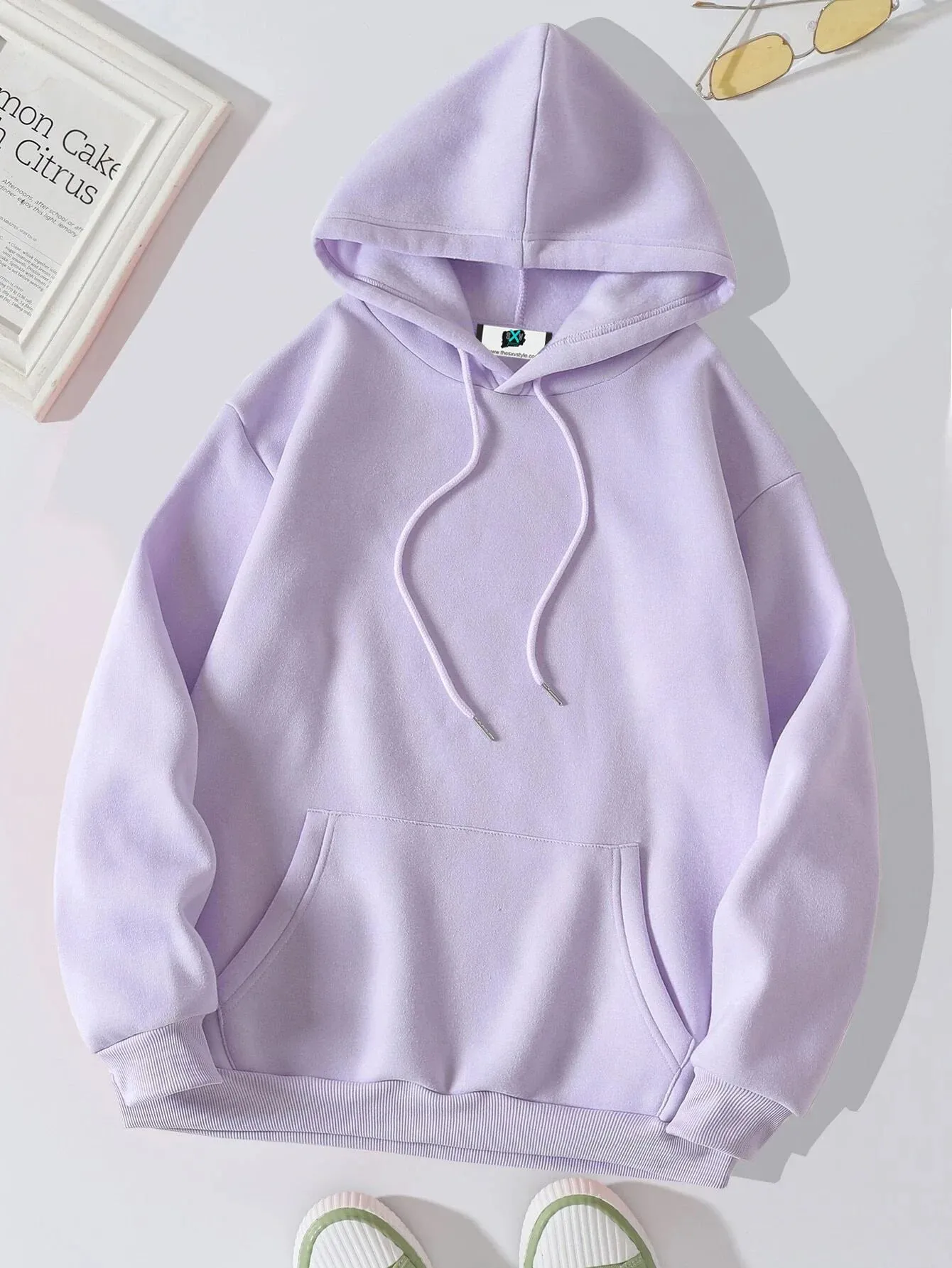 SXV Plain Solid Lavender Cool Aesthetic Sweatshirt Hoodie