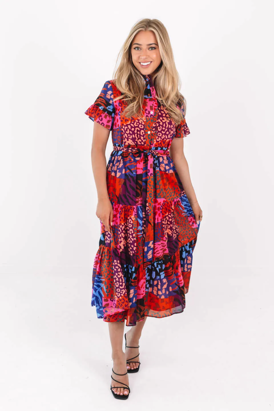 The Jade Button Up Midi Dress - Multi