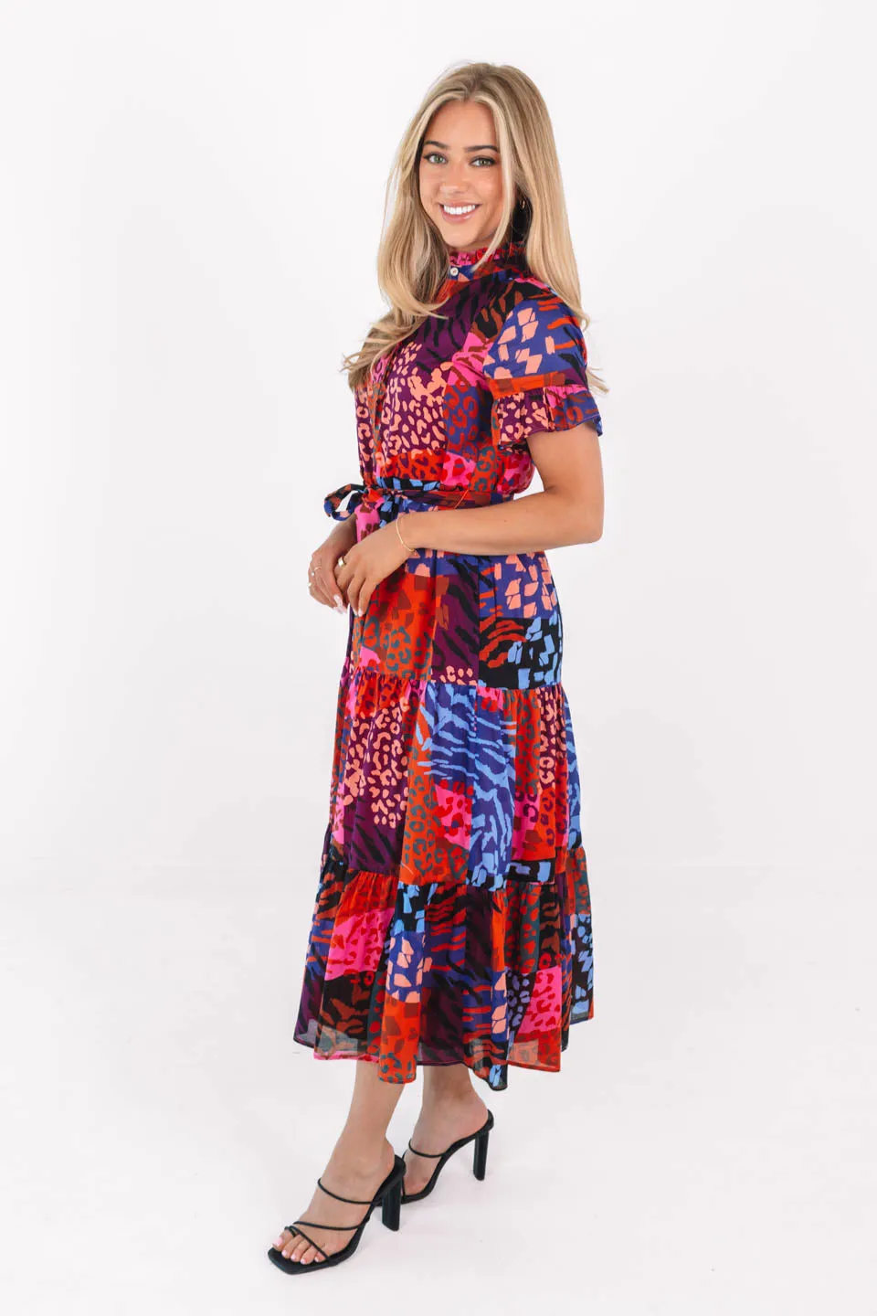 The Jade Button Up Midi Dress - Multi