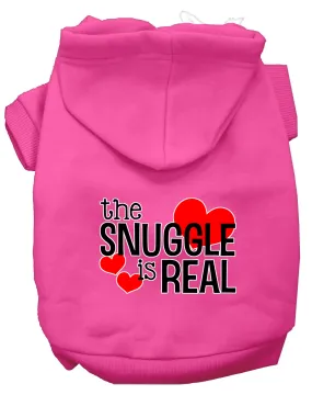 The Snuggle Is Real Screen Print Dog Hoodie Bright Pink Xxl