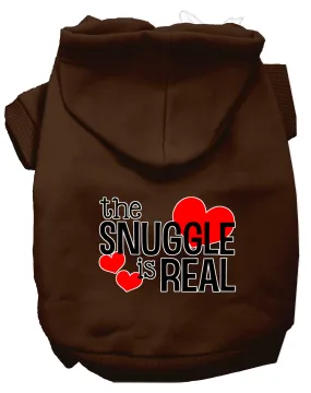 The Snuggle Is Real Screen Print Dog Hoodie Brown Xxl