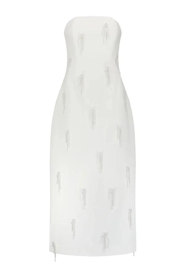 The Ultimate Muse Embellished Midi Dress White