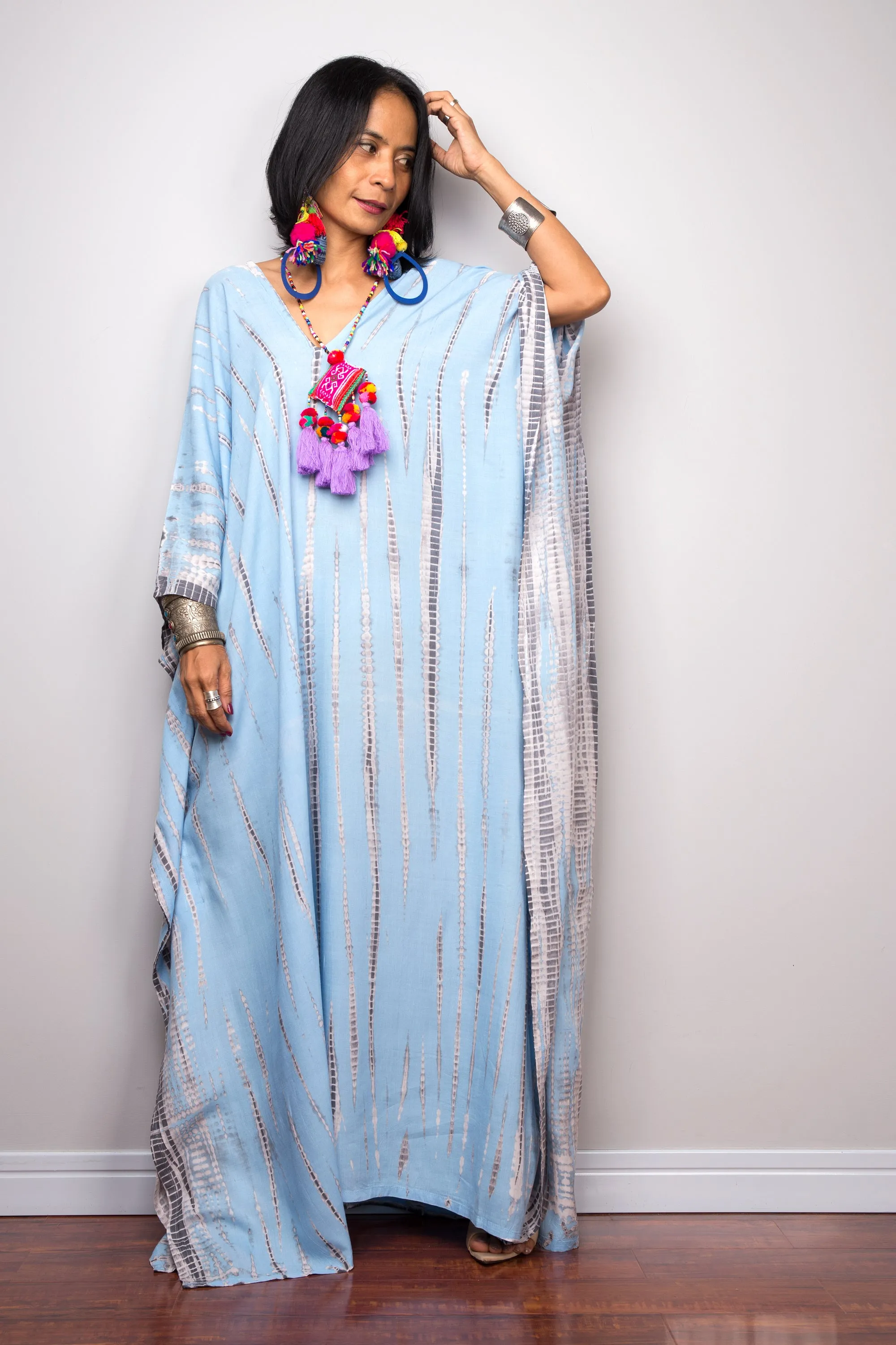 Tie dye kaftan, Beach dress, Long Blue Maxi dress, resort Kaftan, Summer kaftan,