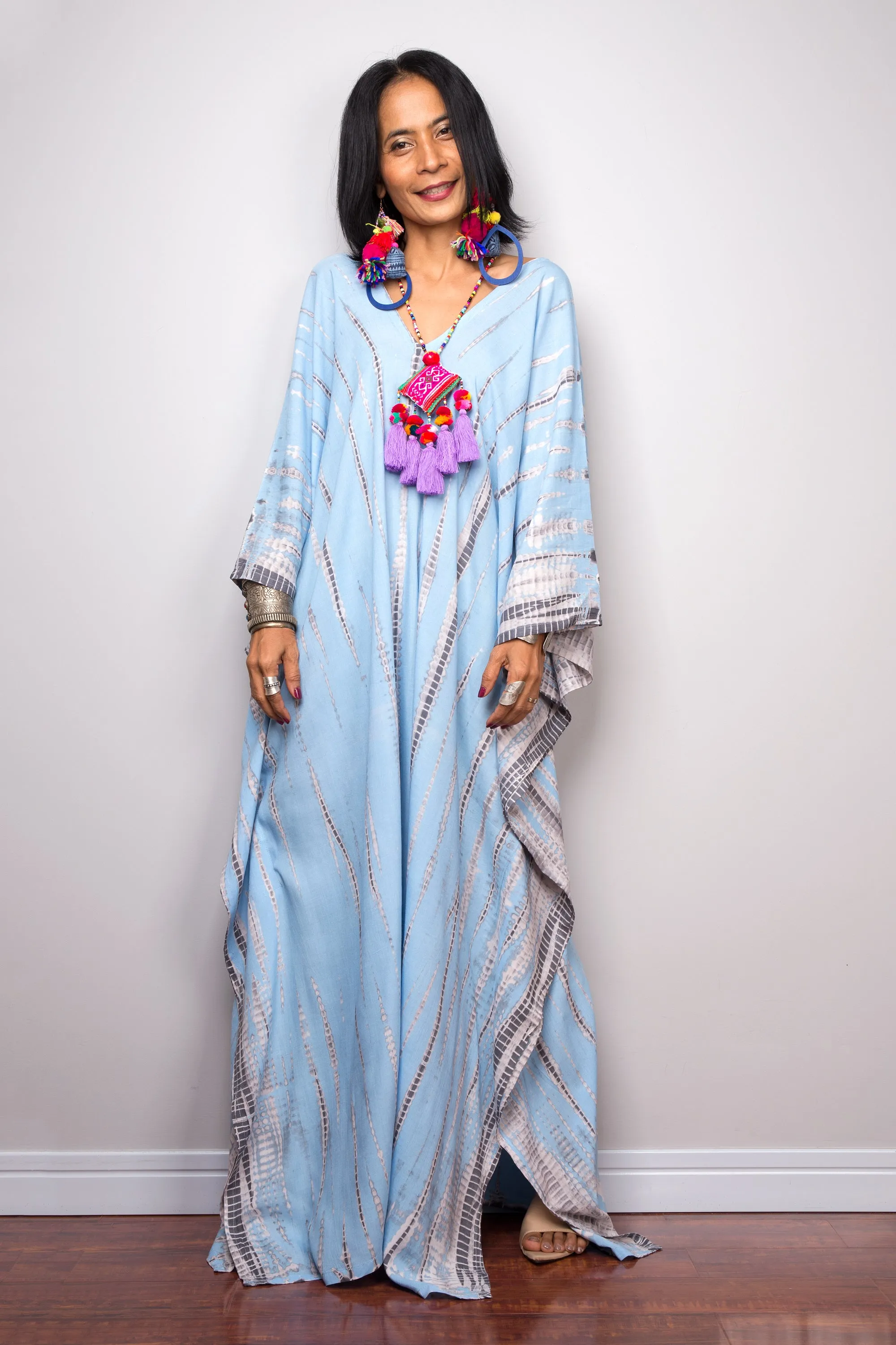 Tie dye kaftan, Beach dress, Long Blue Maxi dress, resort Kaftan, Summer kaftan,