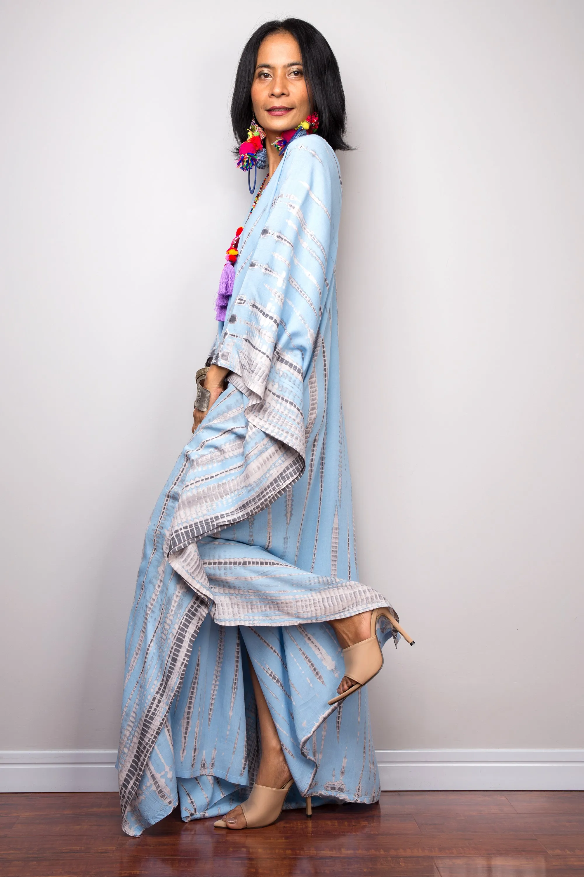 Tie dye kaftan, Beach dress, Long Blue Maxi dress, resort Kaftan, Summer kaftan,