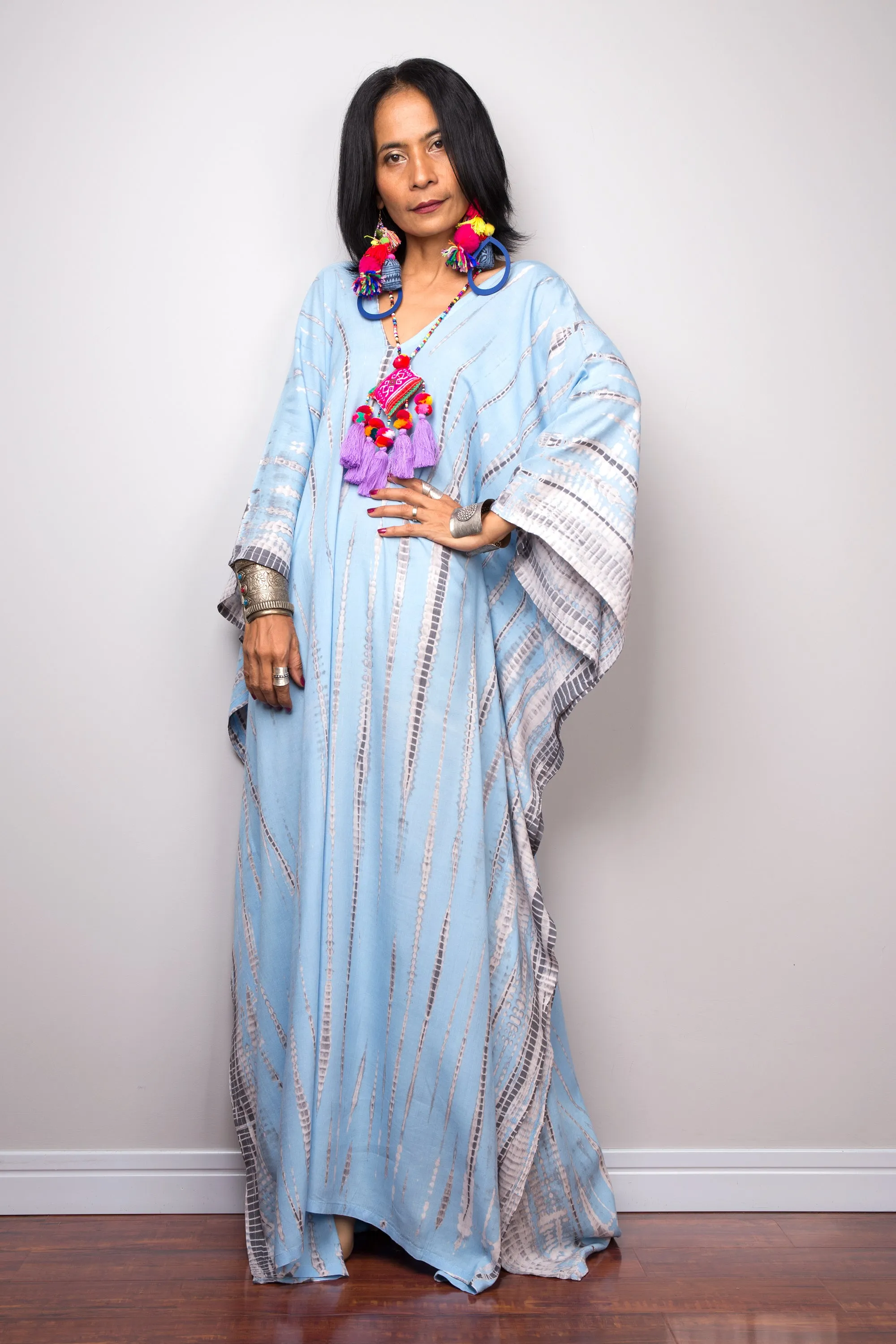 Tie dye kaftan, Beach dress, Long Blue Maxi dress, resort Kaftan, Summer kaftan,