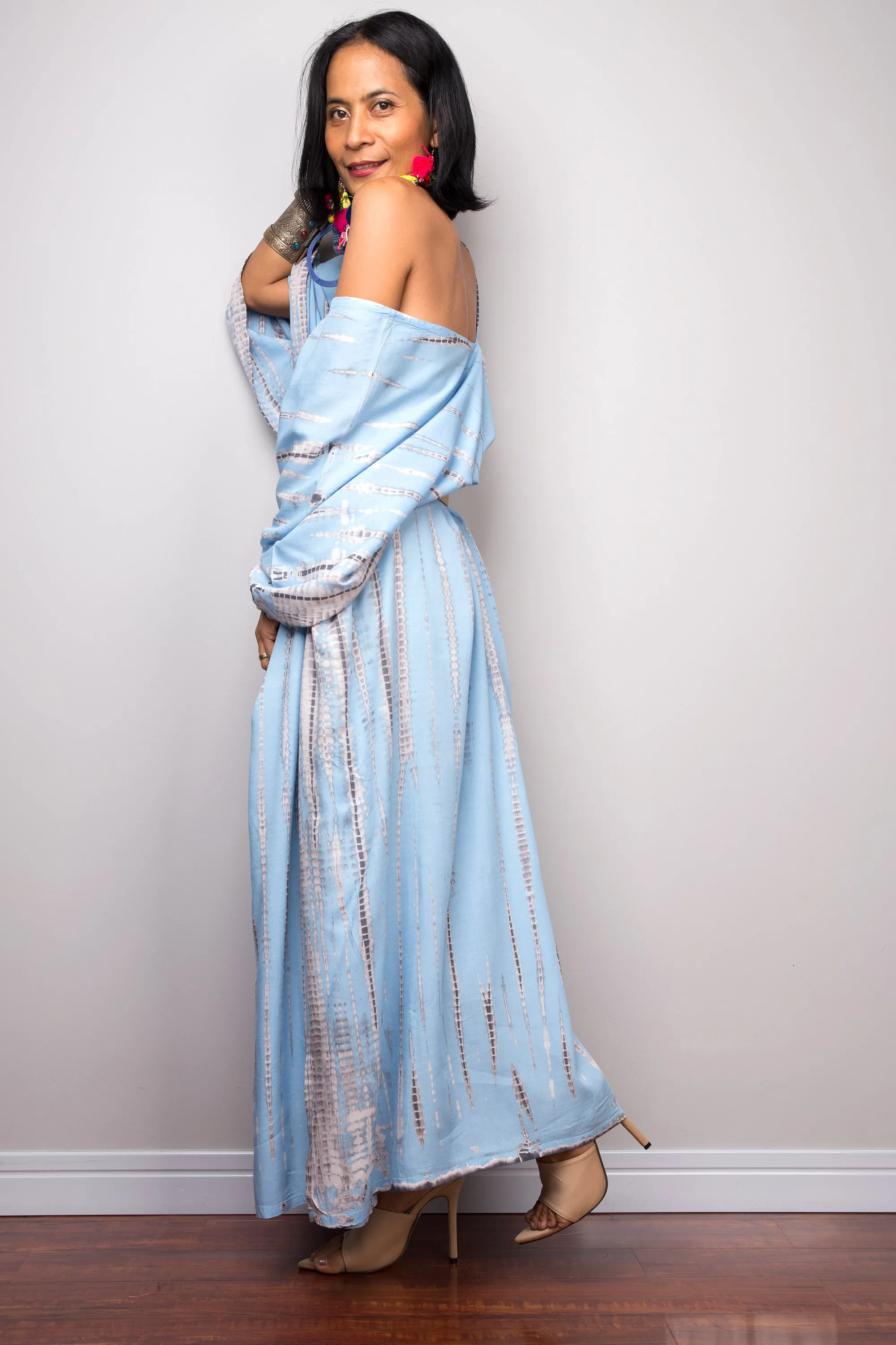 Tie dye kaftan, Beach dress, Long Blue Maxi dress, resort Kaftan, Summer kaftan,