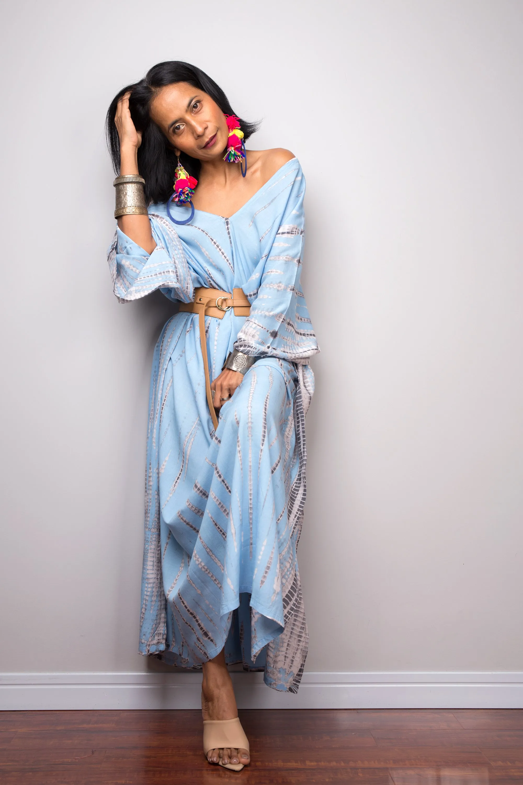 Tie dye kaftan, Beach dress, Long Blue Maxi dress, resort Kaftan, Summer kaftan,