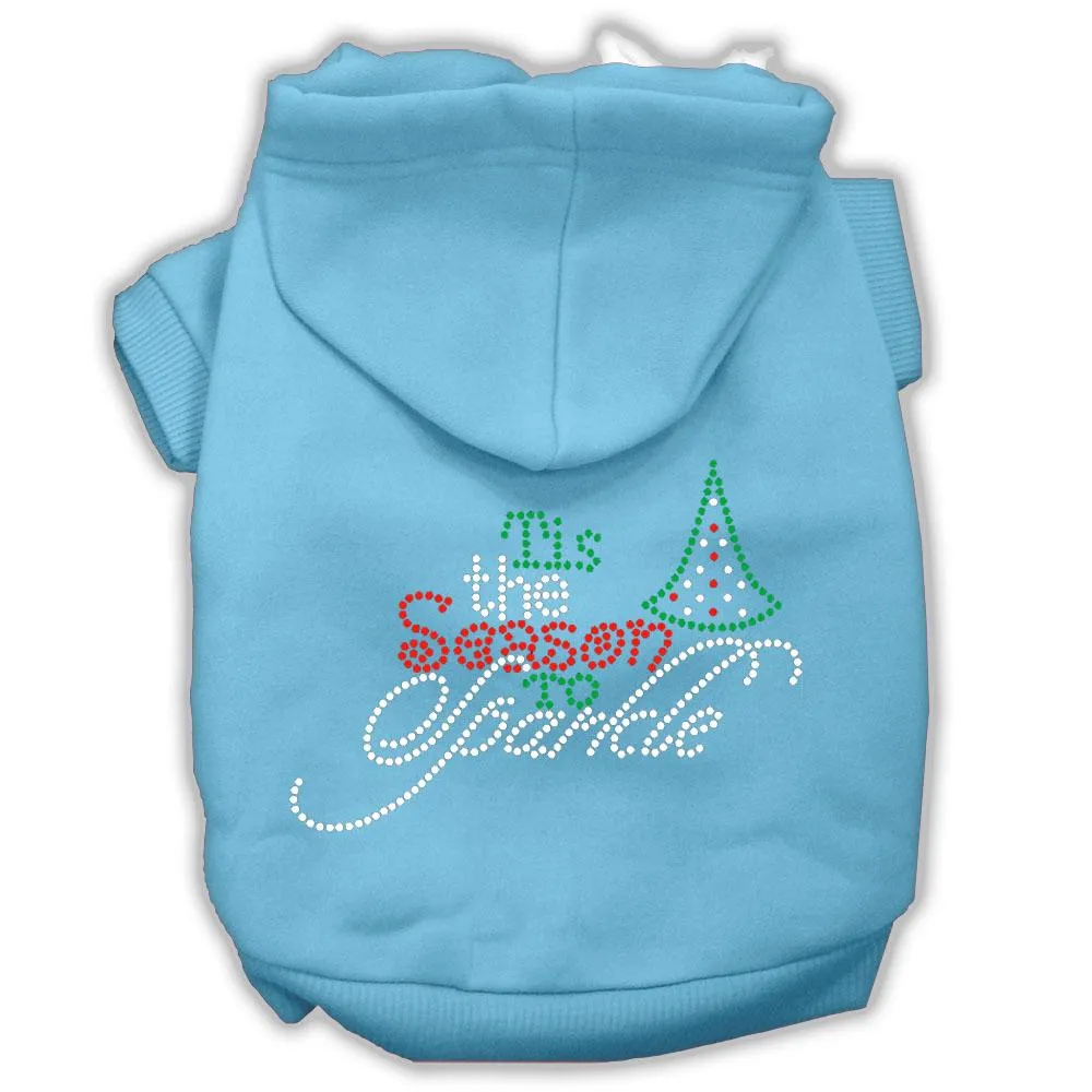 Tis The Season To Sparkle Rhinestone Dog Hoodie Baby Blue Xs (8)