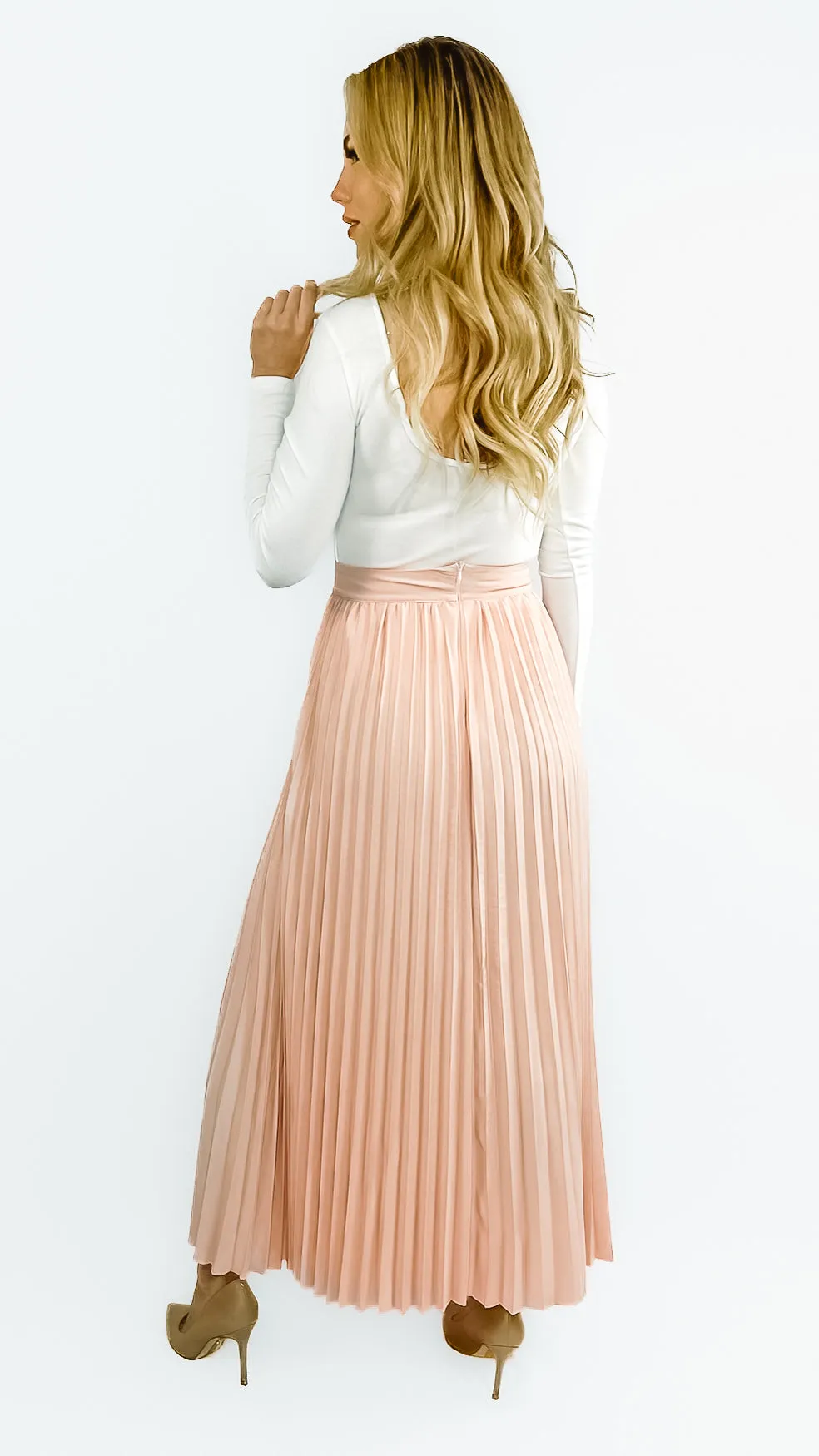 Tonya Pleated Maxi Skirt- Light Pink