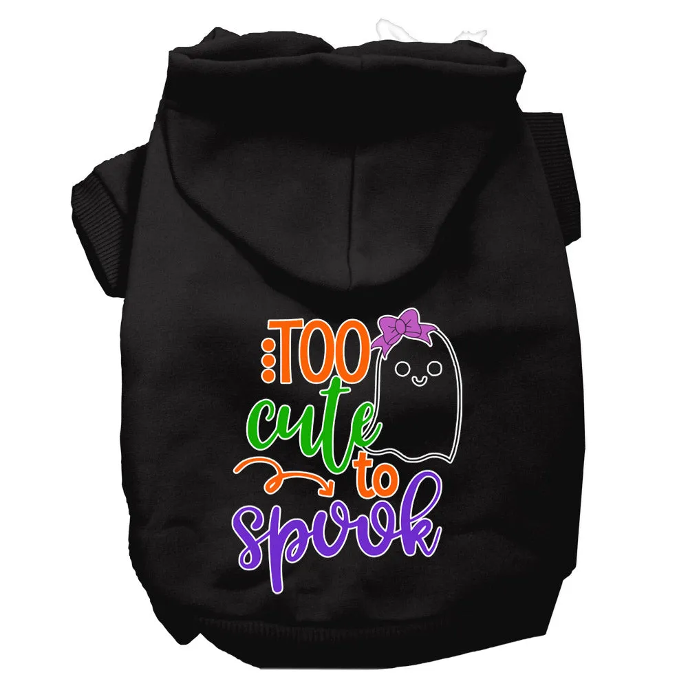 Too Cute To Spook-girly Ghost Screen Print Dog Hoodie Black L