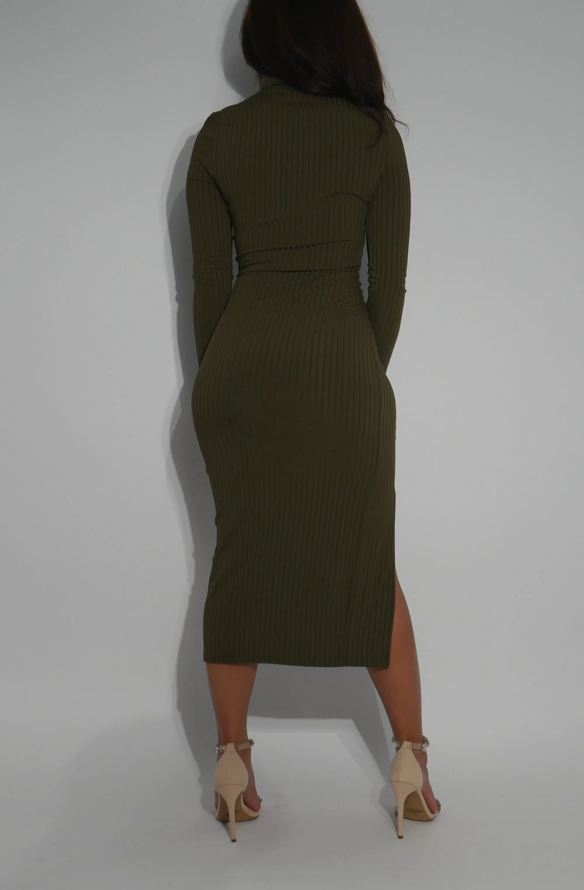 Turtle Neck Knitted Midi Dress