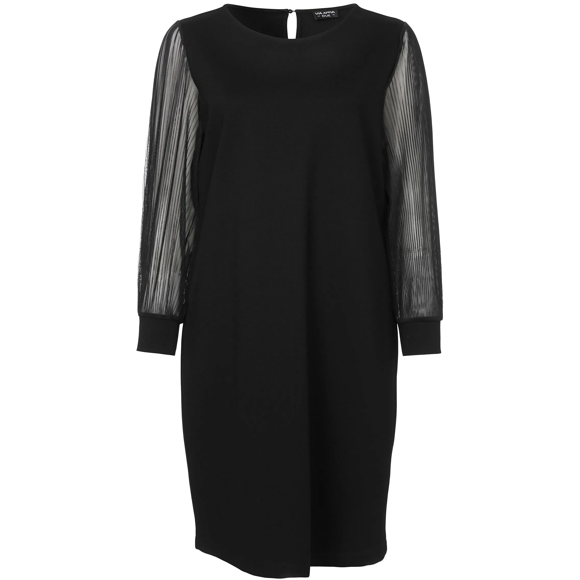 Via Appia Due Black Dress with Sheer Sleeves