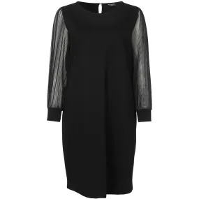 Via Appia Due Black Dress with Sheer Sleeves