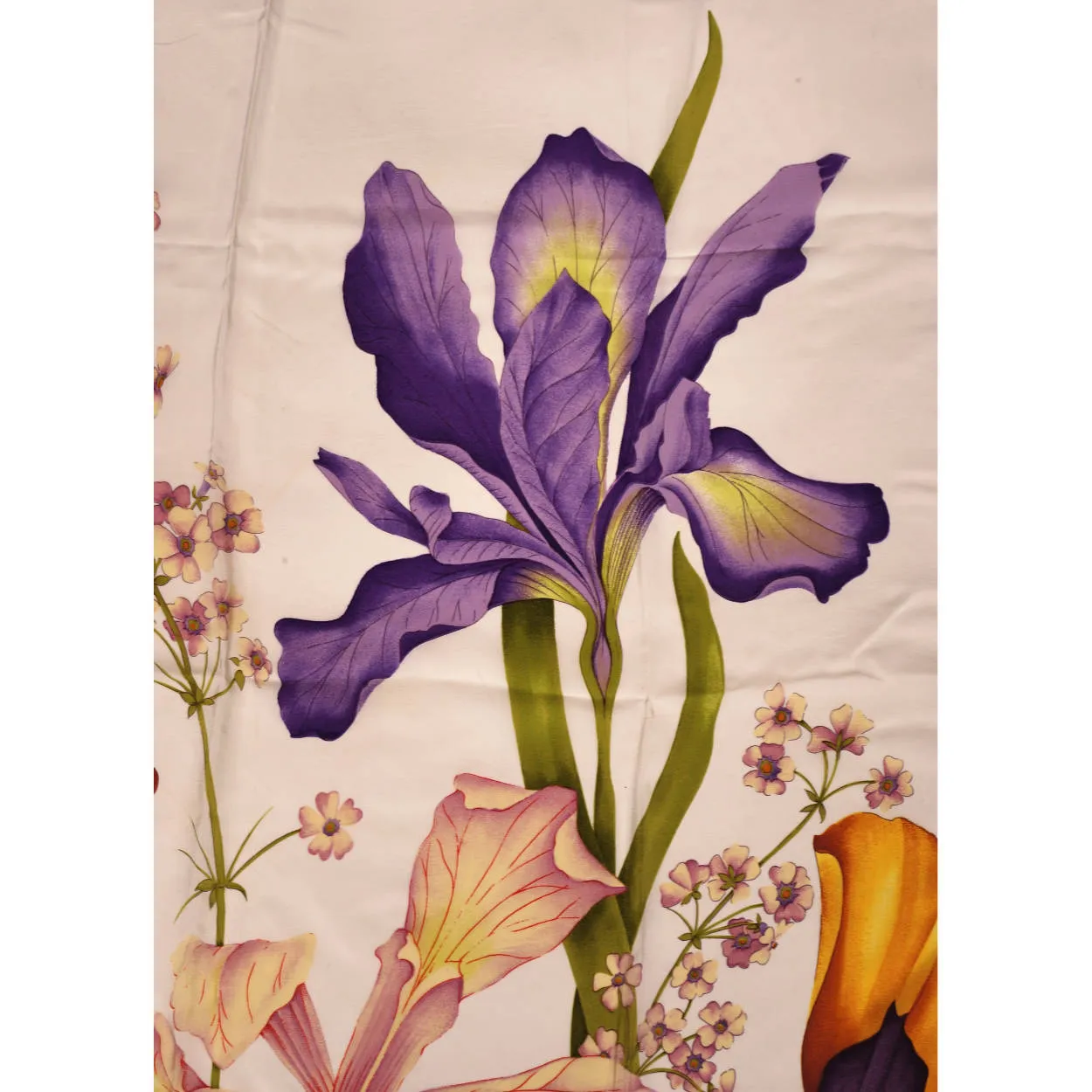 Vintage Mantero Silk Scarf Iris Flowers Made in Italy 34.5”