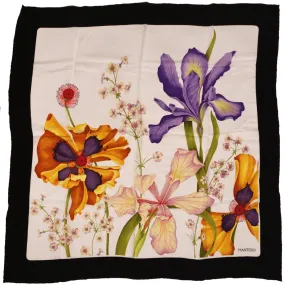 Vintage Mantero Silk Scarf Iris Flowers Made in Italy 34.5”