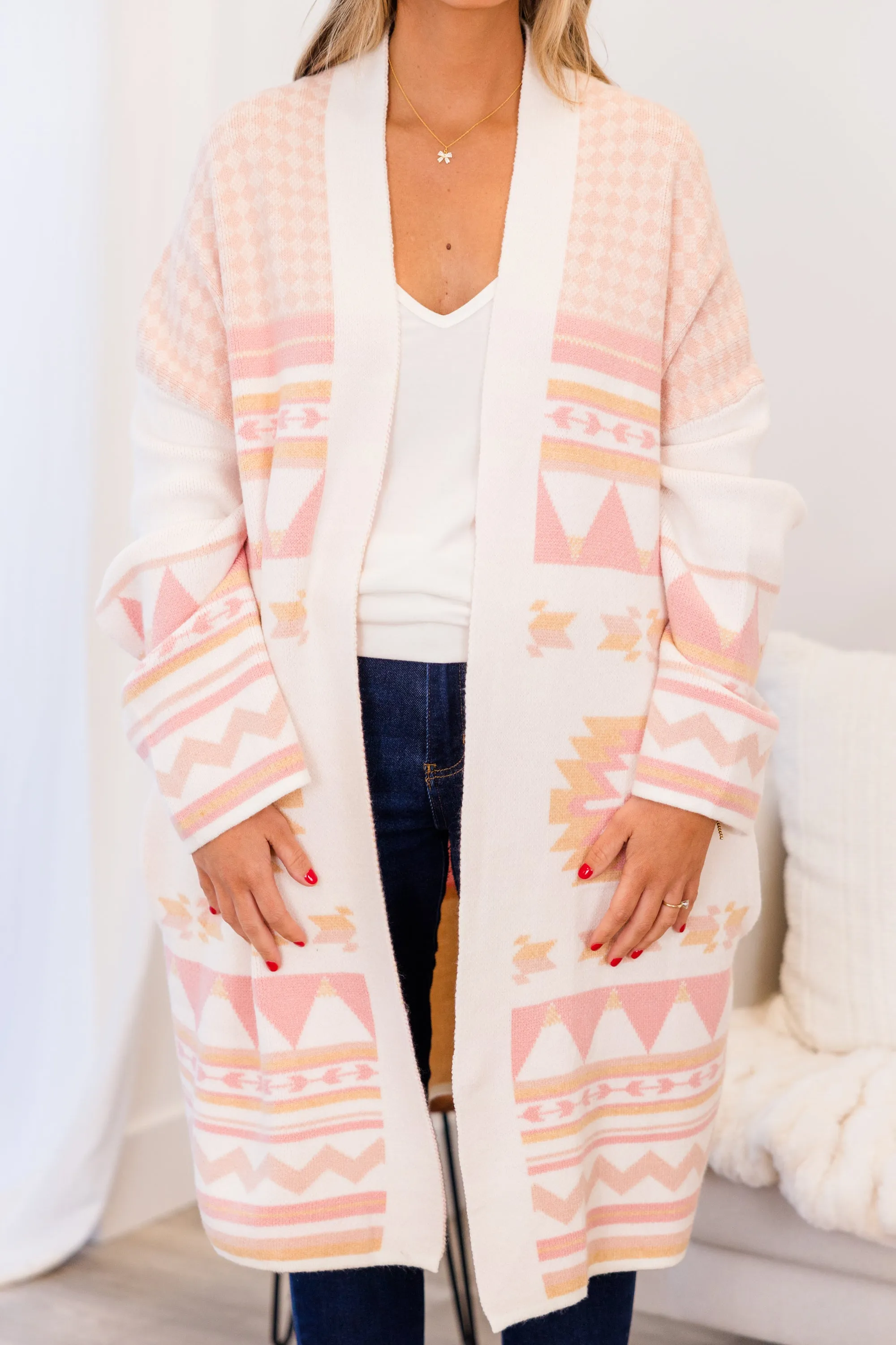 Wavy Wonder Cardigan, Pink