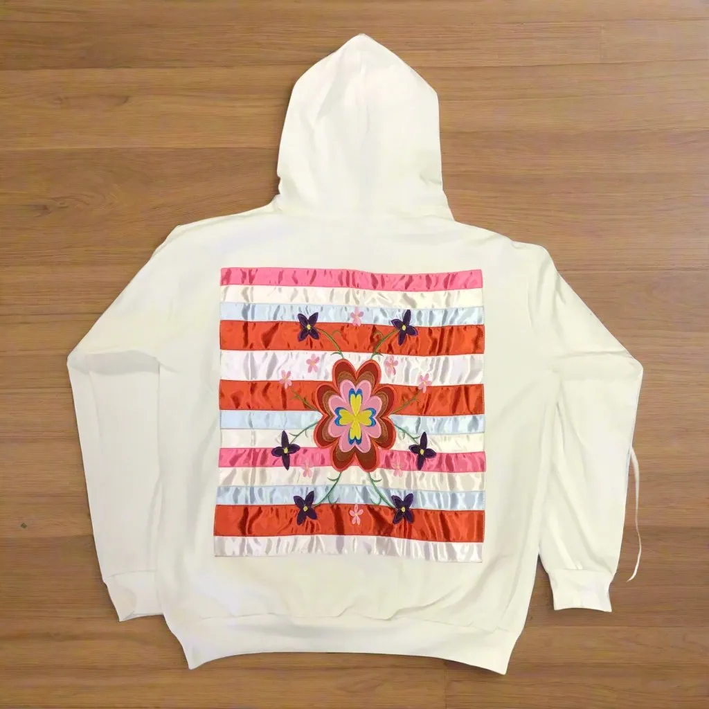 White Native Style Embroidered Hoodies