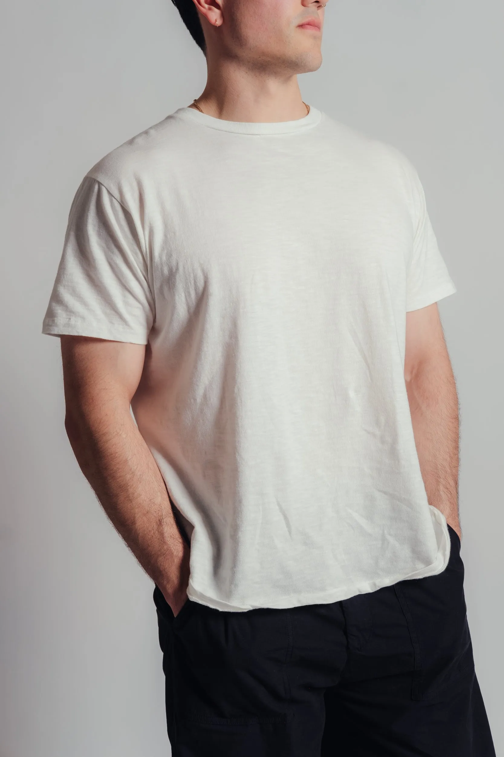 White Rolled SS Regular Tee