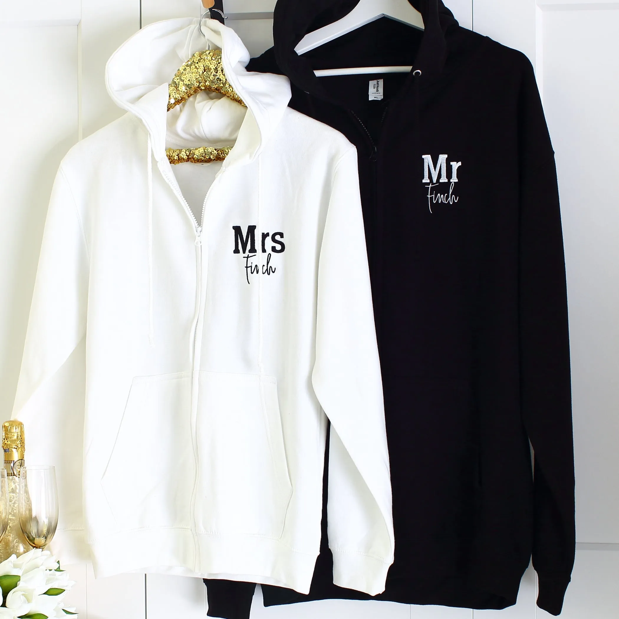 Wifey Hubby Zipped Hoodies