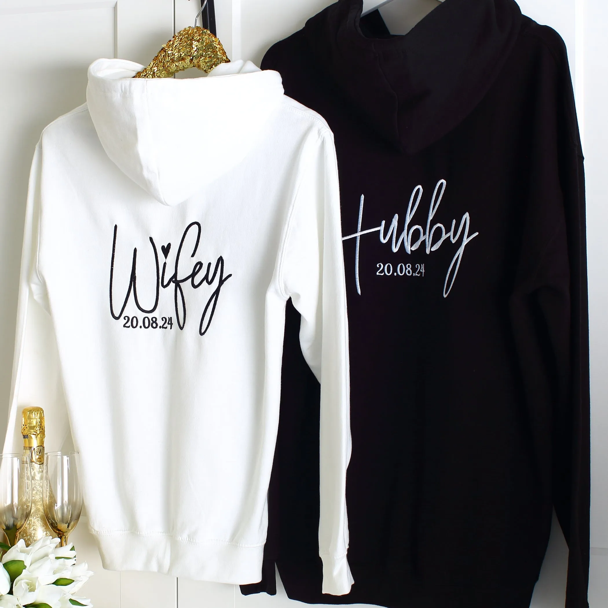 Wifey Hubby Zipped Hoodies