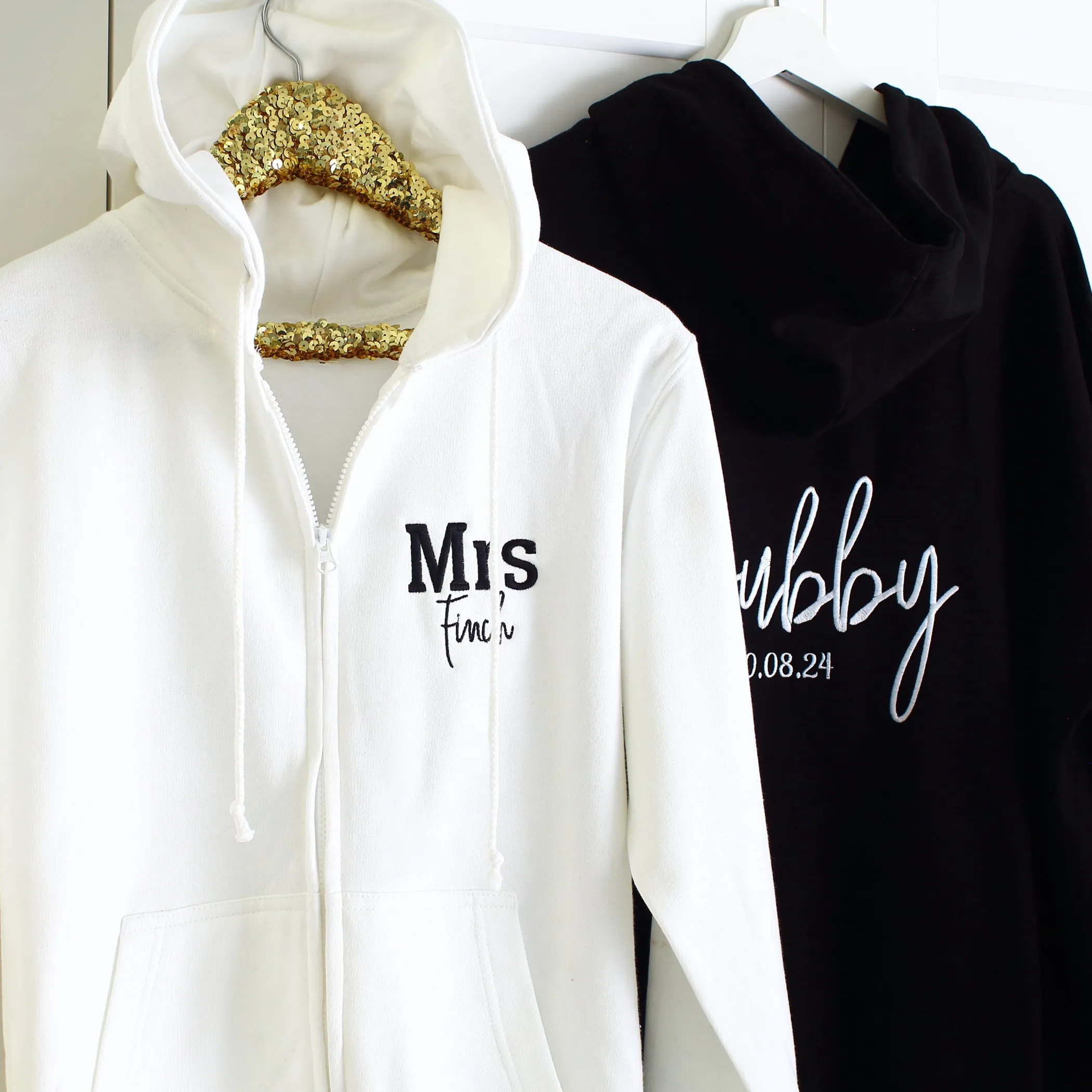 Wifey Hubby Zipped Hoodies