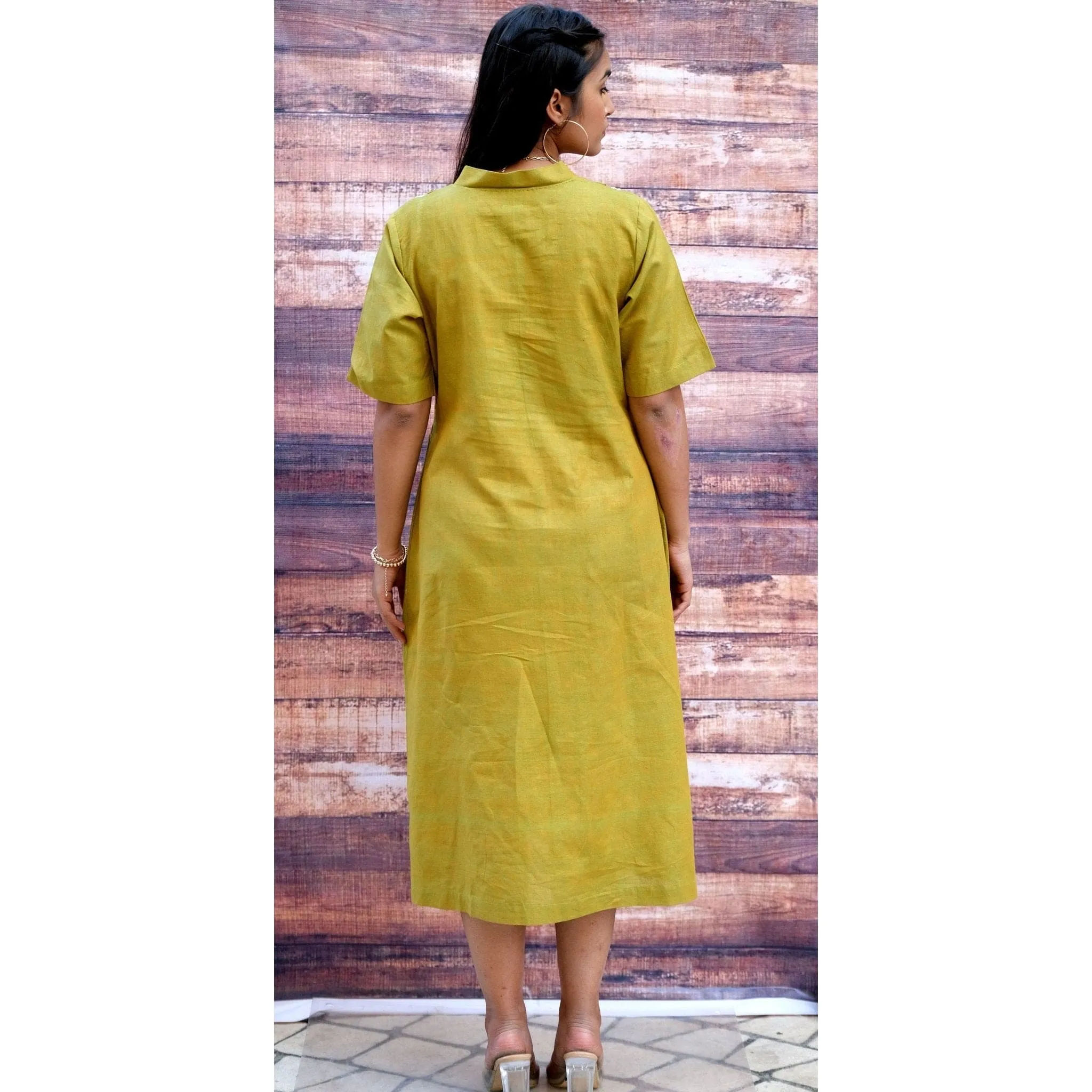 Women Green Chikankari Cotton Dress