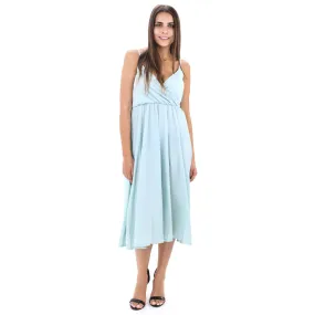 Women's Back Tie Midi Classic Dress,Light Green