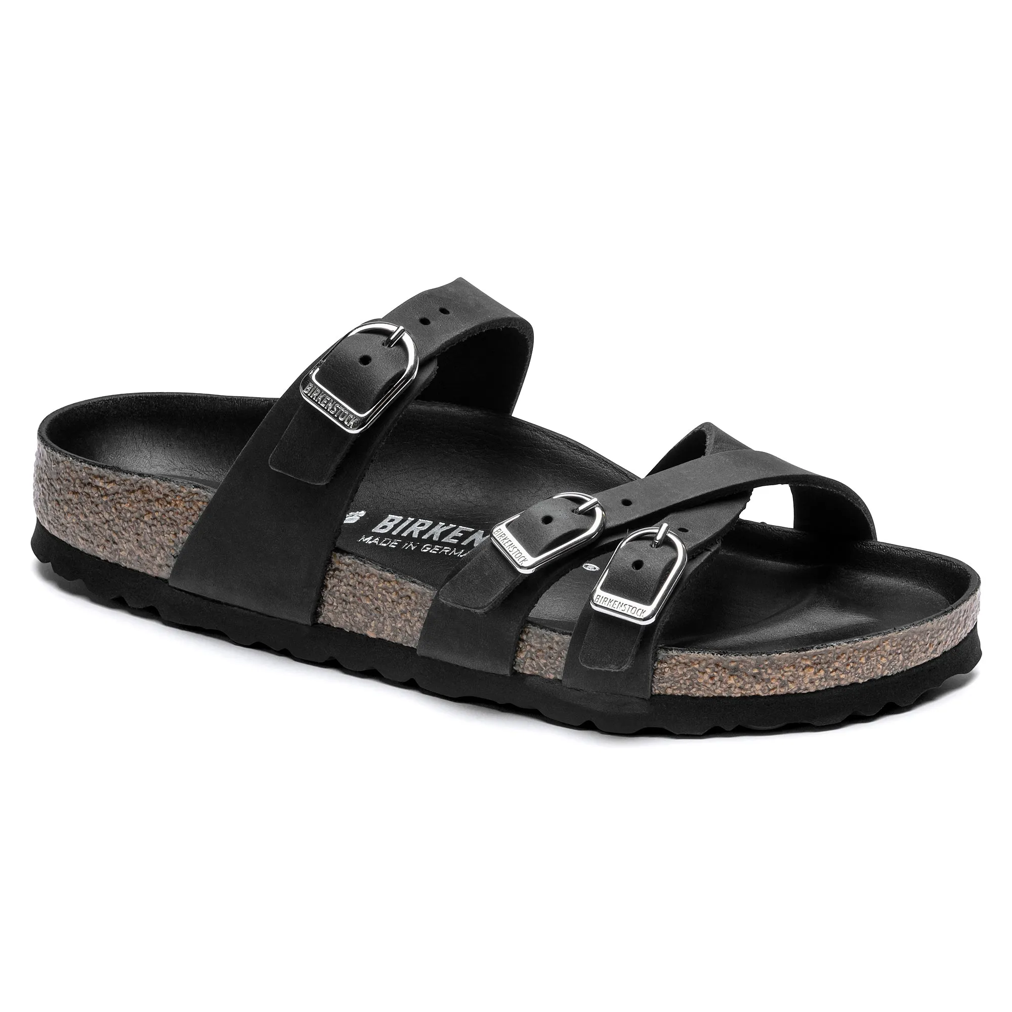 Women's Birkenstock Franca Oiled Leather Color: Black (MEDIUM/NARROW WIDTH)