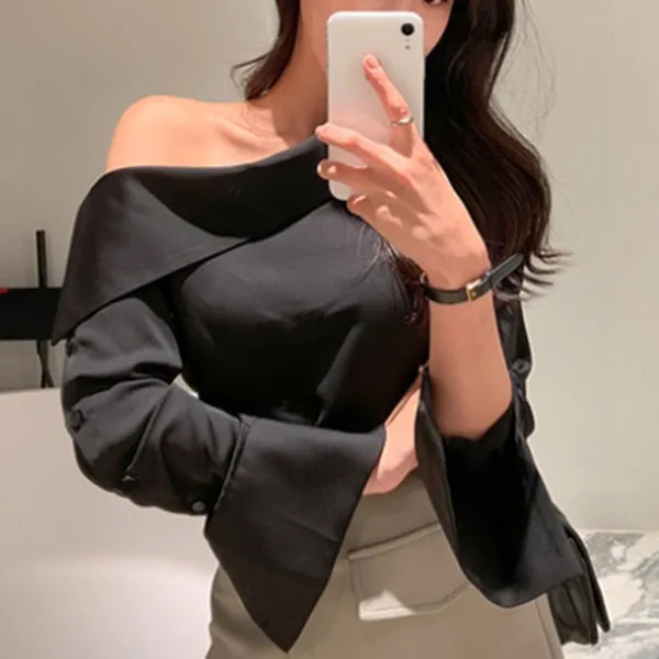 Womens Elegant One Shoulder Top