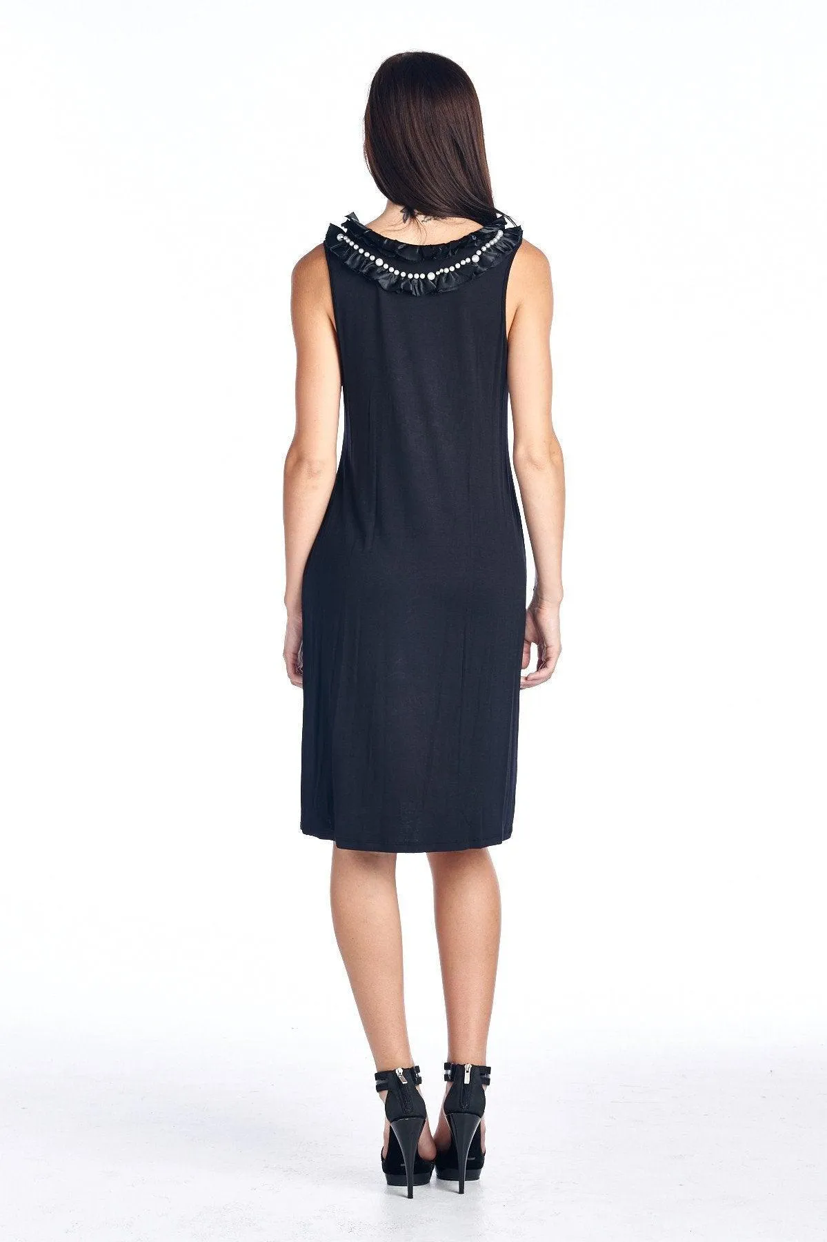 Women's Pearl Neck Trim Tank Dress