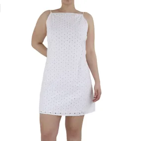 Women's Polka Dot Short Dress,White