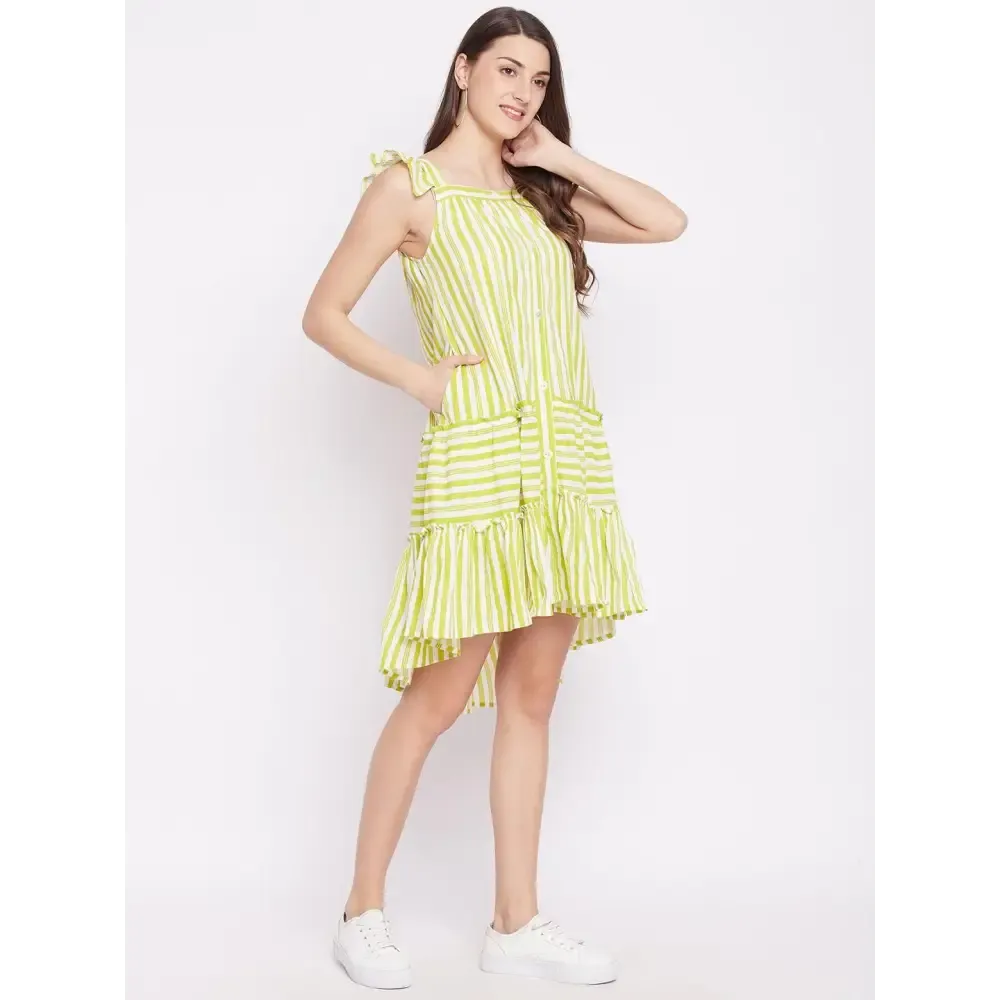 Women's Pure Cotton Stripe Midi Dress