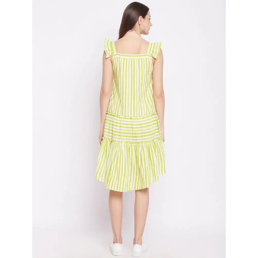 Women's Pure Cotton Stripe Midi Dress