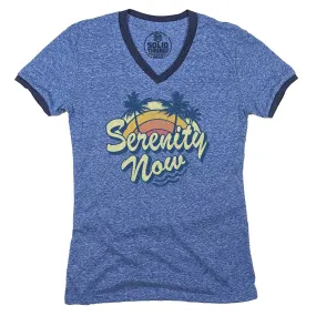 Women's Serenity Now Ringer V-Neck Tee